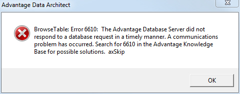 Advantage Database Architect - Fehlermeldung