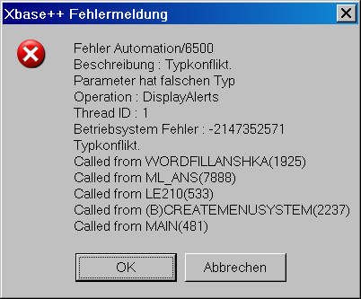 Fehlermeldung